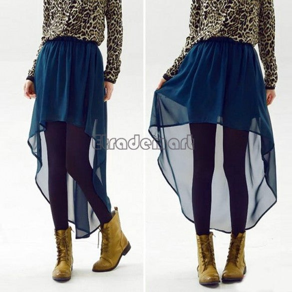 Women's Asymmetrical Soft Chiffon Skirt, Bohemian Princess Pleated Long Maxi Dance Skirts 9 colors
