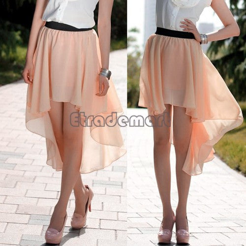 Women's Asymmetrical Soft Chiffon Skirt, Bohemian Princess Pleated Long Maxi Dance Skirts 9 colors