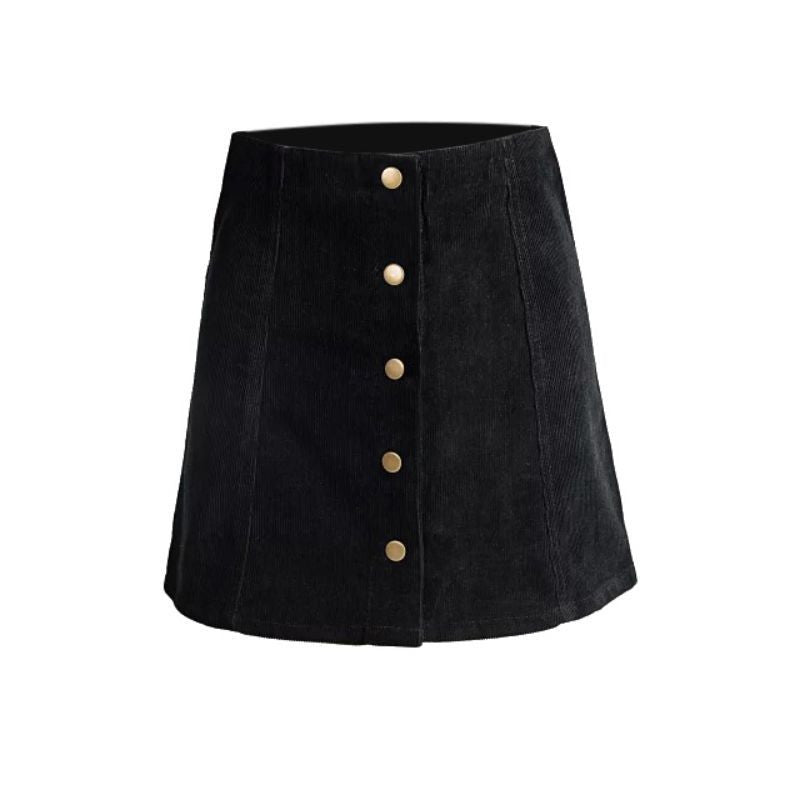Online discount shop Australia - fashion women skater Petite Vintage Corduroy Button Front A-Line Skirt