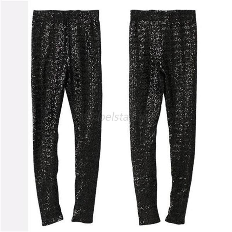 Women Sequins Leggings Skinny Stretchy Slim Paillette Pencil Pants