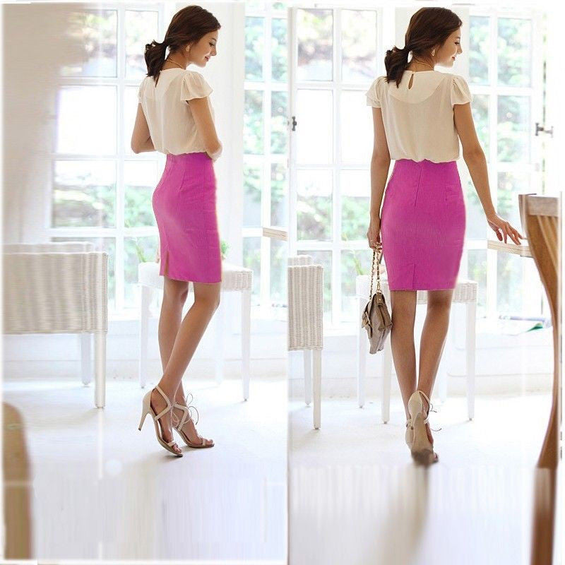 Online discount shop Australia - Hot Fashion Women Ladies High Waist Midi Bodycon Slim Pencel Tube Stretch Cotton Blends Pencil Skirt Clothing