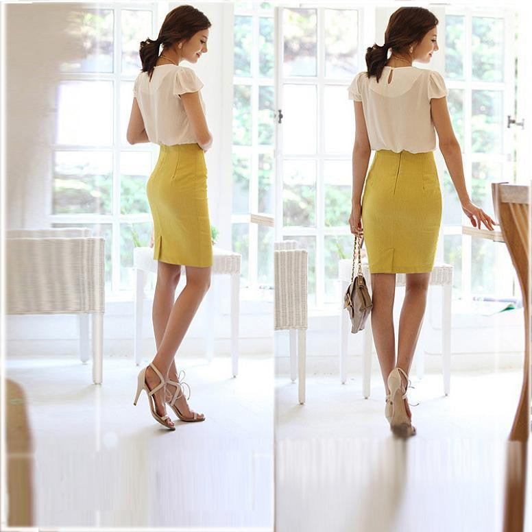 Online discount shop Australia - Hot Fashion Women Ladies High Waist Midi Bodycon Slim Pencel Tube Stretch Cotton Blends Pencil Skirt Clothing
