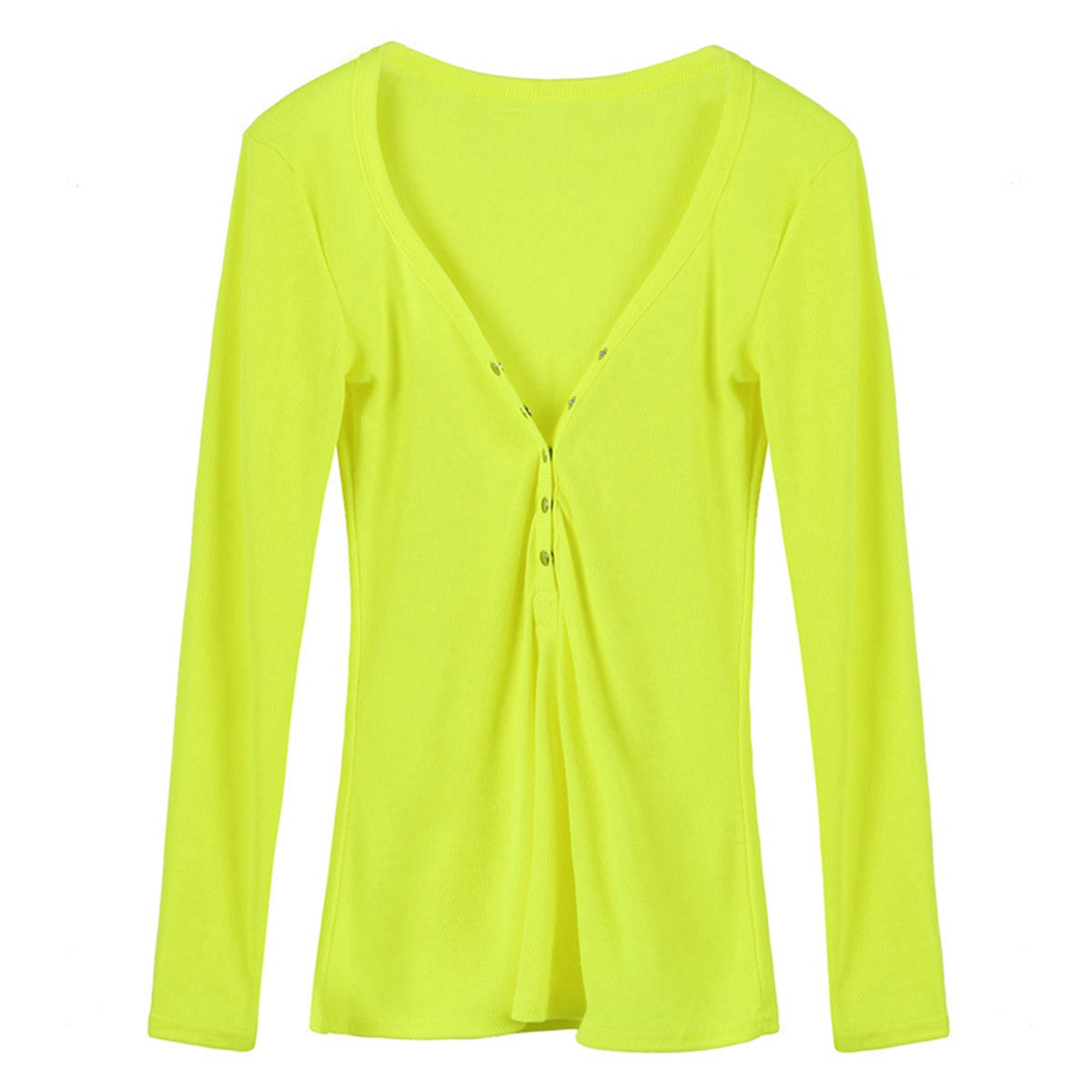 Dark V Neck Women T Shirt Long Sleeve Top Tees Women Button Tops Plus Size