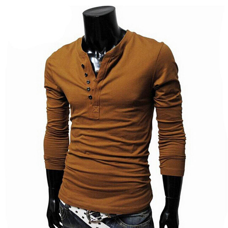 Online discount shop Australia - Men T shirt Fashion T-shirt Long Sleeve Solid Top 6 Colors 4 Sizes MTL053