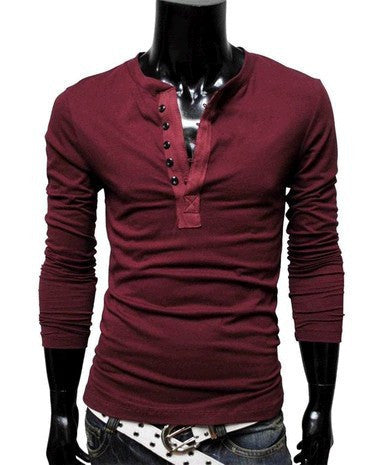 Online discount shop Australia - Men T shirt Fashion T-shirt Long Sleeve Solid Top 6 Colors 4 Sizes MTL053