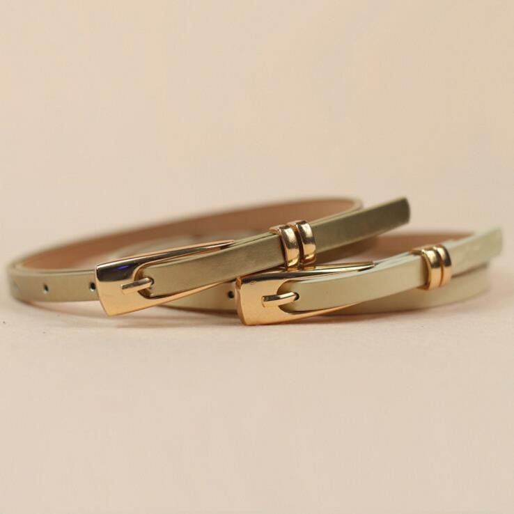 Online discount shop Australia - Fashion Skinny Neon Metal Buckle Brand Female Leather Thin Belt Woman Waistband Girdle Cummerbunds Waist Belts for Women ZL190