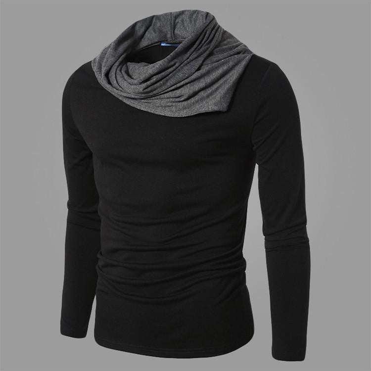 T shirt Men Fashion Solid Color Slim Fit Cool Long Sleeve Black T-shirt Men Tshirt Hip Hop Masculina T45