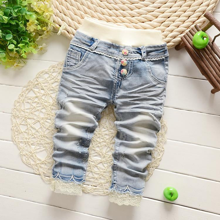 Online discount shop Australia - Butterfly Knotted Baby Long Butterfly Pants Kids baby girls jeans baby Denim pants Ankle Length Trousers