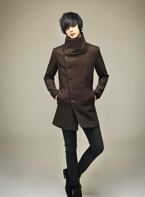 Online discount shop Australia - Mens long coat Men's wool Coat Turn down Collar sing Breasted men trench coat 49