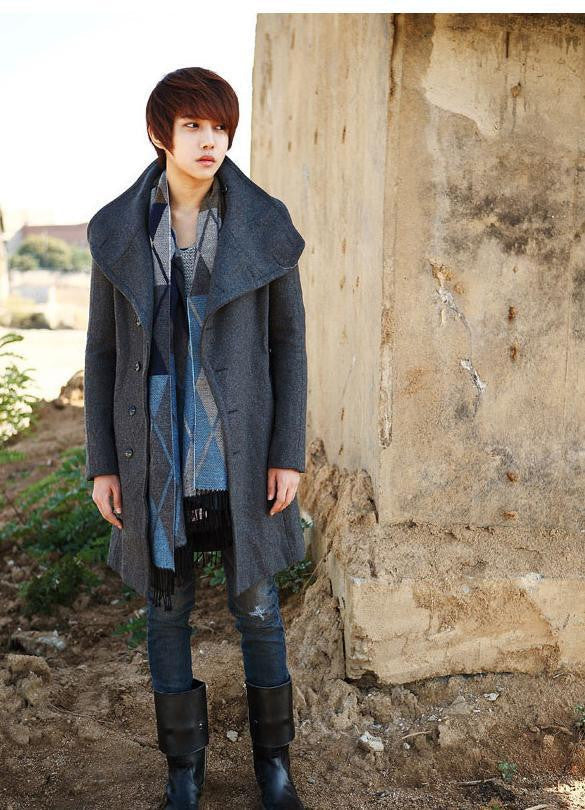 Online discount shop Australia - Mens long coat Men's wool Coat Turn down Collar sing Breasted men trench coat 49