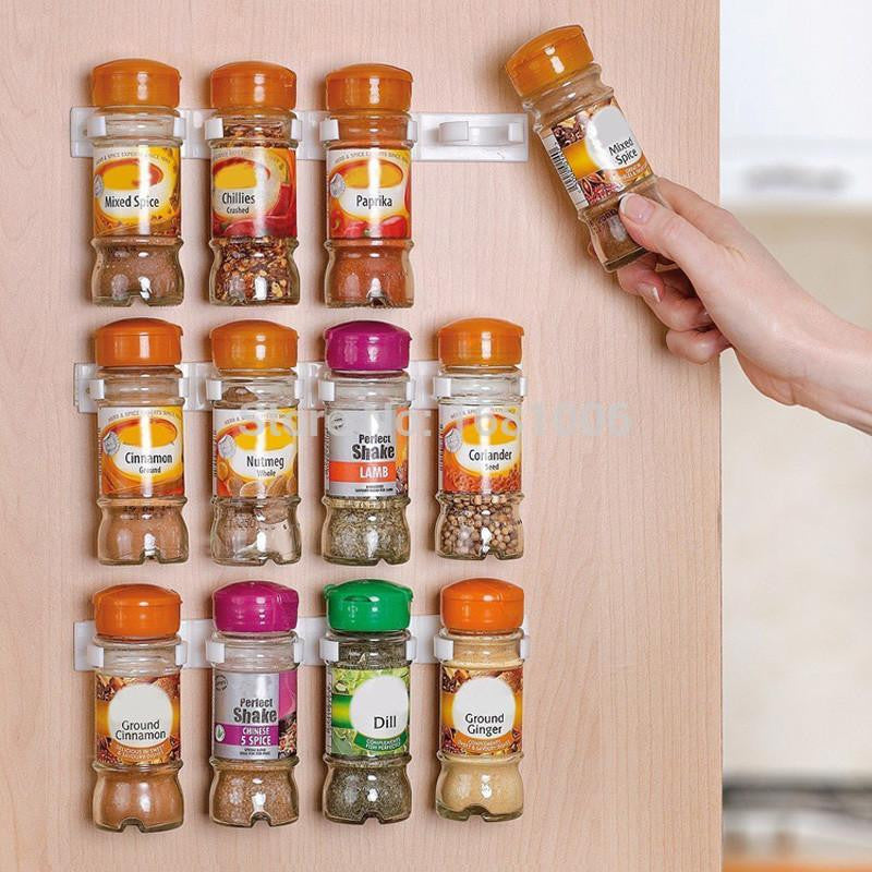 Spice Rack Spice Wall Storage Plastic Kitchen Organizer Rack 12 Cabinet Door Hooks 3PCS/SET Kitchen Accessories S002