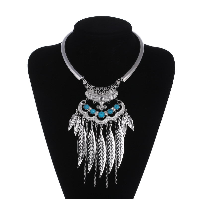 Online discount shop Australia - Fashion Bohemain Maxi Choker Necklace Leaves Tassel Collares Collier Necklace Vintage Statement Necklace For Women