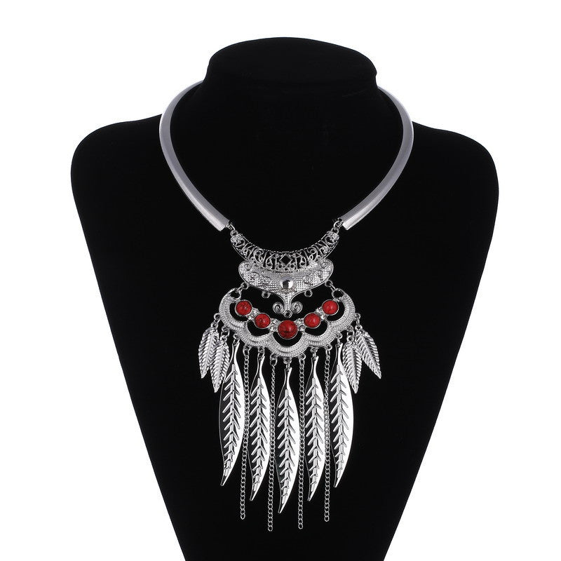 Online discount shop Australia - Fashion Bohemain Maxi Choker Necklace Leaves Tassel Collares Collier Necklace Vintage Statement Necklace For Women