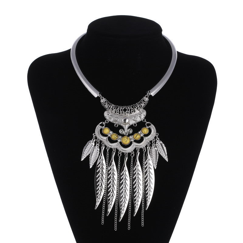 Online discount shop Australia - Fashion Bohemain Maxi Choker Necklace Leaves Tassel Collares Collier Necklace Vintage Statement Necklace For Women