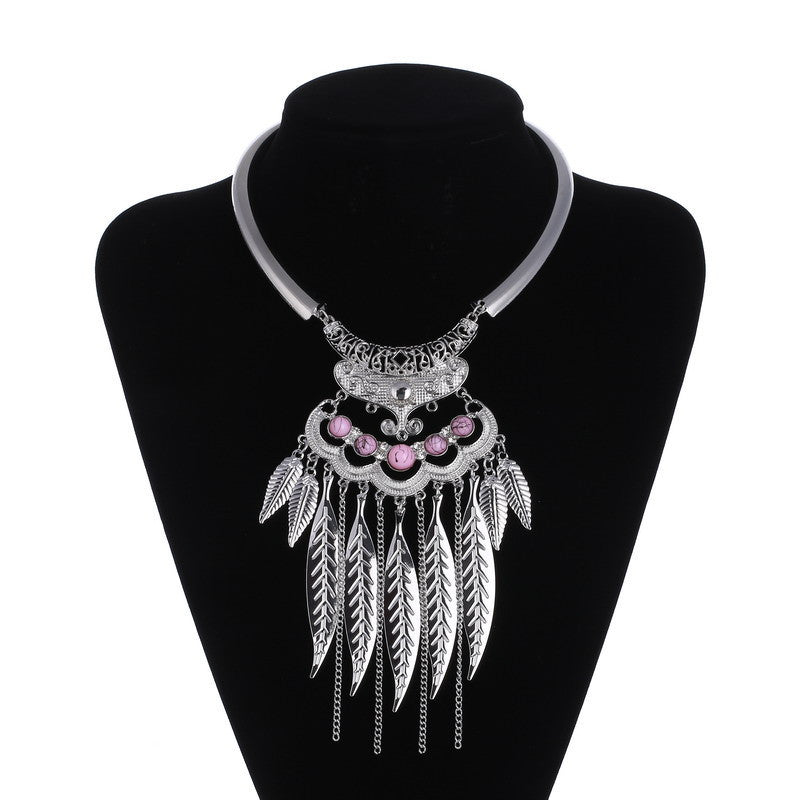 Online discount shop Australia - Fashion Bohemain Maxi Choker Necklace Leaves Tassel Collares Collier Necklace Vintage Statement Necklace For Women