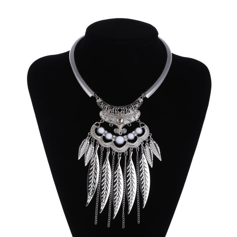 Online discount shop Australia - Fashion Bohemain Maxi Choker Necklace Leaves Tassel Collares Collier Necklace Vintage Statement Necklace For Women