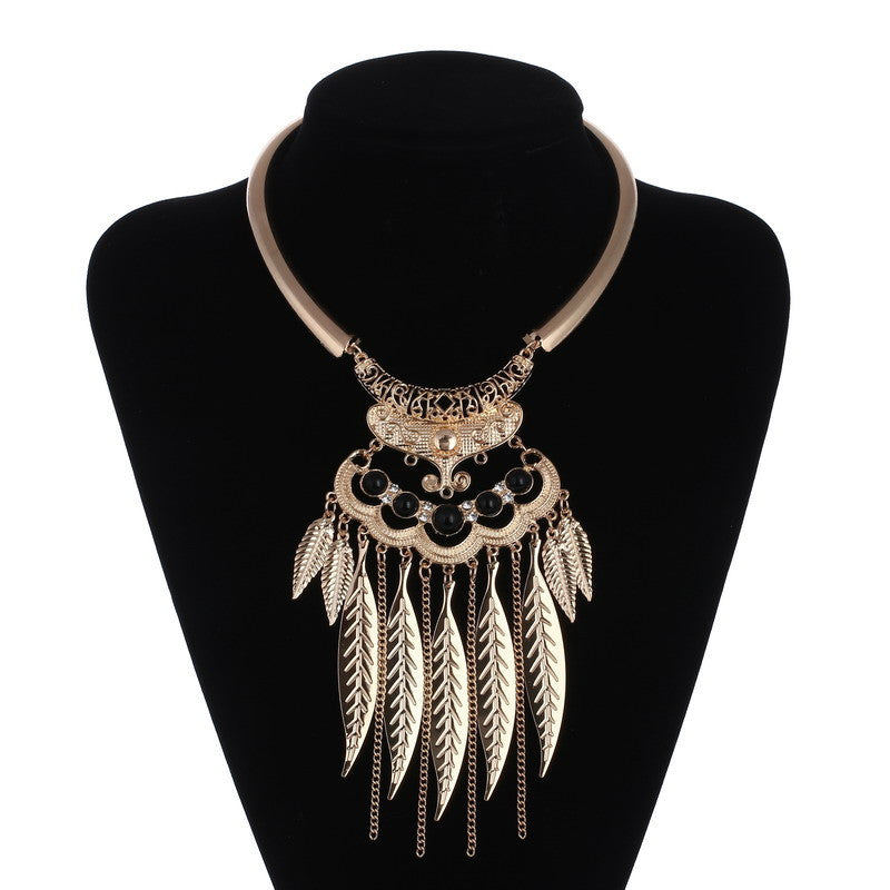 Online discount shop Australia - Fashion Bohemain Maxi Choker Necklace Leaves Tassel Collares Collier Necklace Vintage Statement Necklace For Women