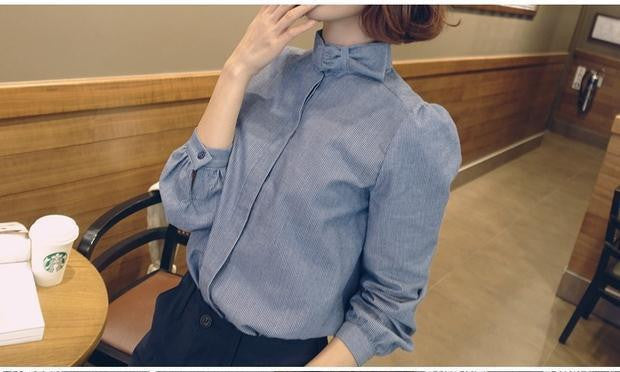 women fashion elegant long sleeve shirt women casual bow neck vintage blouse tops