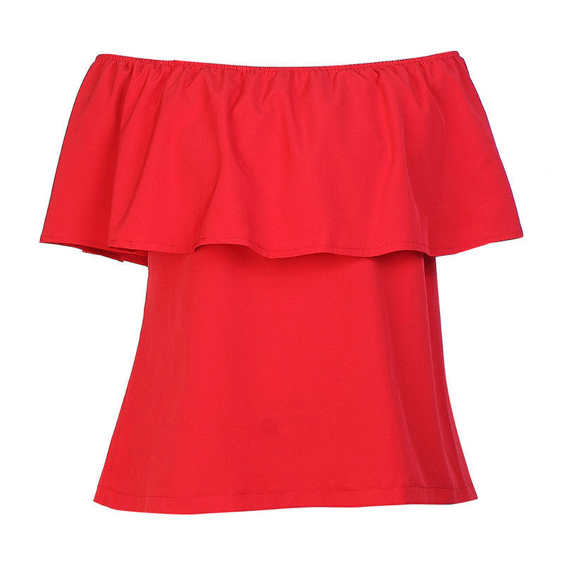 Plus Size Off Shoulder Women Chiffon Ruffles blouses shirts Slash Neck Loose Casual Female Ladies tops