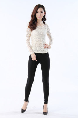Women shirt Top Casual Long Sleeve Lace Blouses Floral Shirt Casual Shirt Women Clothing 9F3
