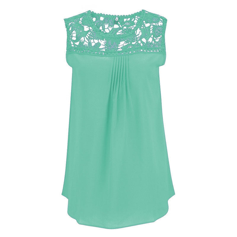 Fashion Sleeveless Casual Tops Chiffon Women Blouse Shirts Loose Tops S-XL