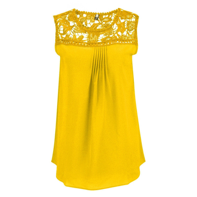 Fashion Sleeveless Casual Tops Chiffon Women Blouse Shirts Loose Tops S-XL