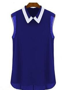 Women Short Sleeve Chiffon Blouse Fashion Casual Sleeveless Patchwork Tulle Blouse Manga