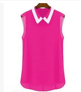 Women Short Sleeve Chiffon Blouse Fashion Casual Sleeveless Patchwork Tulle Blouse Manga