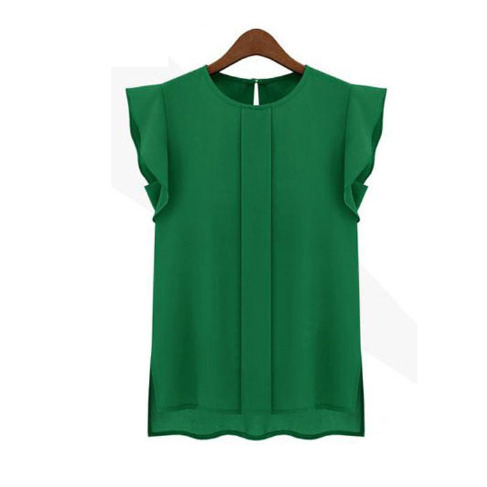 Online discount shop Australia - Lady Blouse Shirt Womens Blouses Chiffon Clothing OL Blouse Sale New Fashion Ruffle Sleeveless Tops