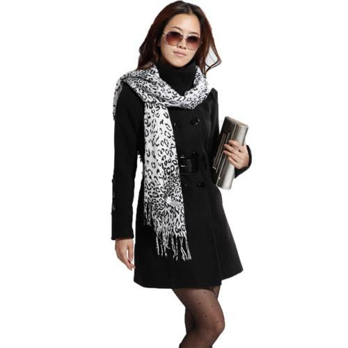 Women Warm Khaki Wool Coat Women's Fashion Outerwear Turn-Down Collar Solid Belt Thick Jacket