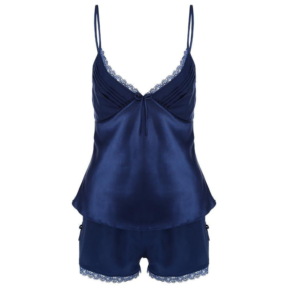 Women Pajama Nightgown Sets Lady Women Spaghetti Strap Lace Silk Sleepwear Babydoll Lingerie Nightdress
