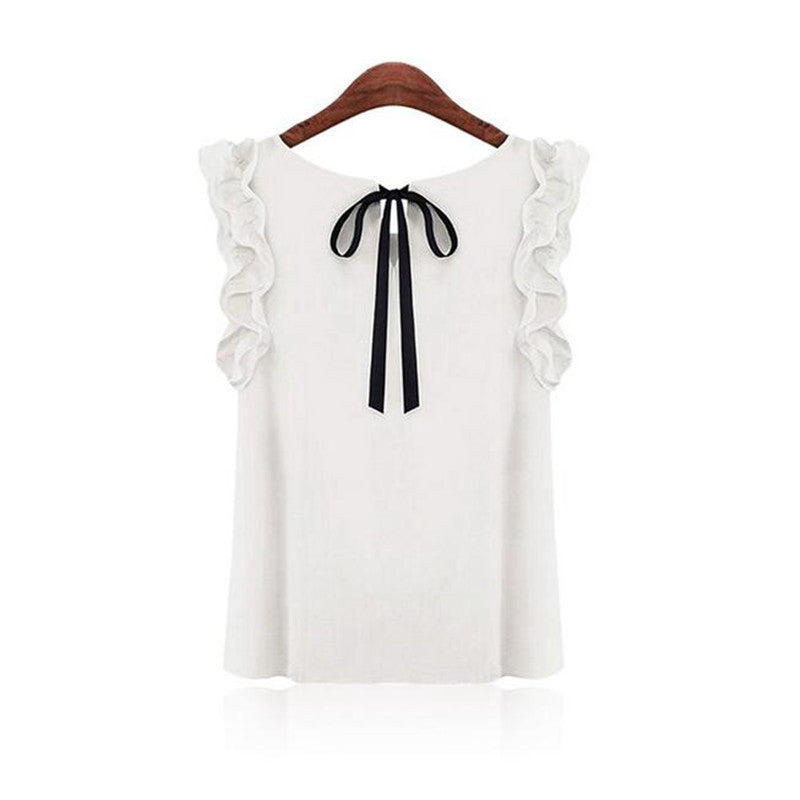 Online discount shop Australia - Collar Shirt Women Sleeve Shirt Lotus Leaf Pullover Bow Chiffon Shirt Office Women's Chiffon short sleeve New Design