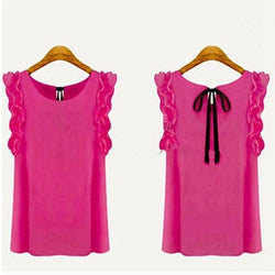 Online discount shop Australia - Collar Shirt Women Sleeve Shirt Lotus Leaf Pullover Bow Chiffon Shirt Office Women's Chiffon short sleeve New Design