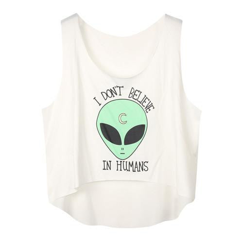 Women's Crop Tank Tops Vest Sleeveless Cartoon Beach Casual Tanks T-Shirt