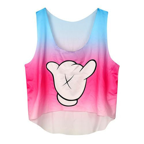 Women's Crop Tank Tops Vest Sleeveless Cartoon Beach Casual Tanks T-Shirt