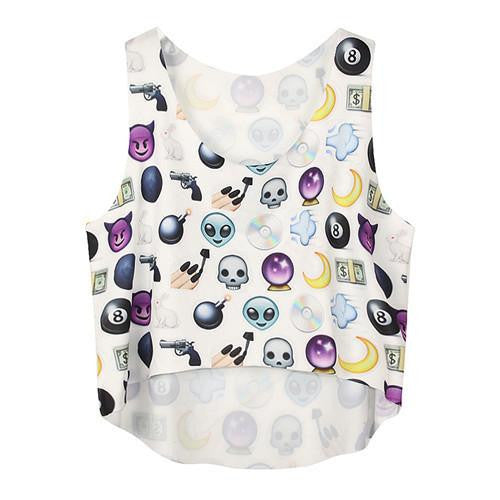 Women's Crop Tank Tops Vest Sleeveless Cartoon Beach Casual Tanks T-Shirt