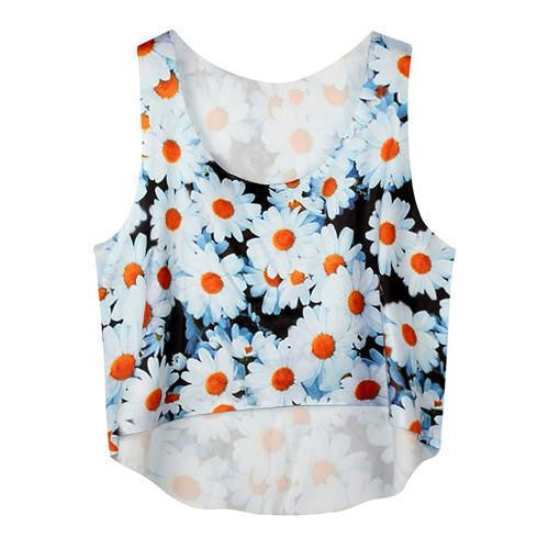 Women's Crop Tank Tops Vest Sleeveless Cartoon Beach Casual Tanks T-Shirt