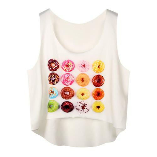 Women's Crop Tank Tops Vest Sleeveless Cartoon Beach Casual Tanks T-Shirt