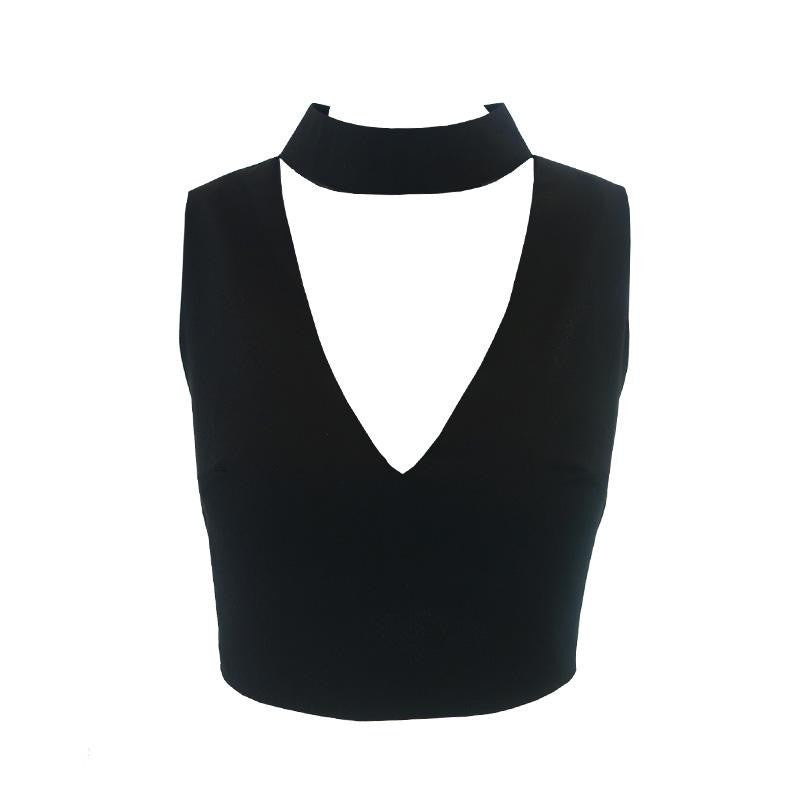 High neck halter 90's cropped camisole tank top sexy v neck sleeveless crop top Beach short women tops