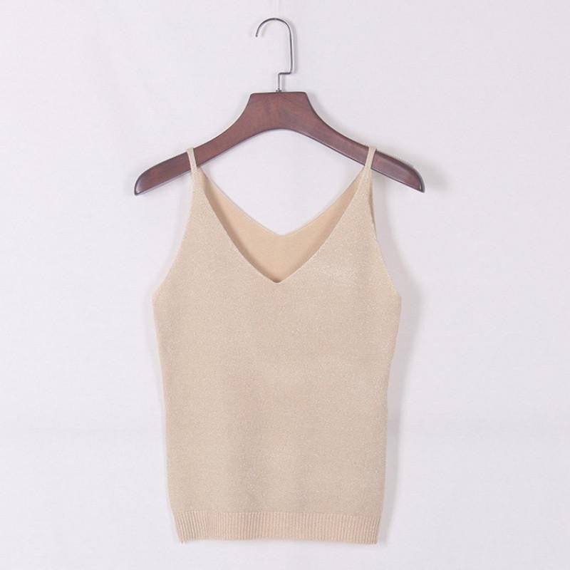 Women V Neck Sleeveless Tops Shirt Spaghetti Strap Short Tops H34