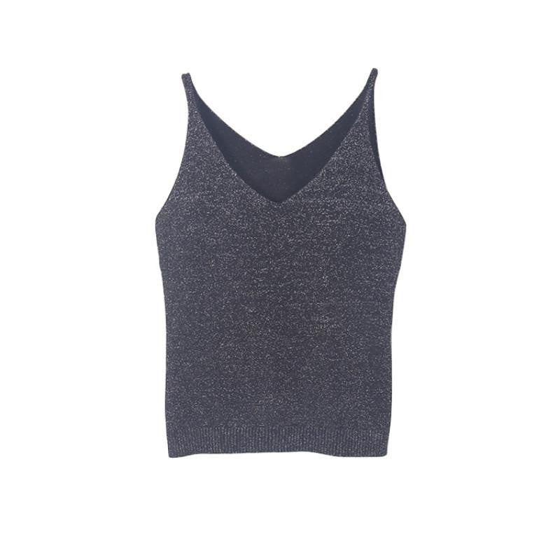 Women V Neck Sleeveless Tops Shirt Spaghetti Strap Short Tops H34