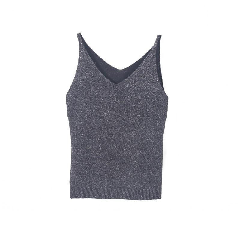 Women V Neck Sleeveless Tops Shirt Spaghetti Strap Short Tops H34