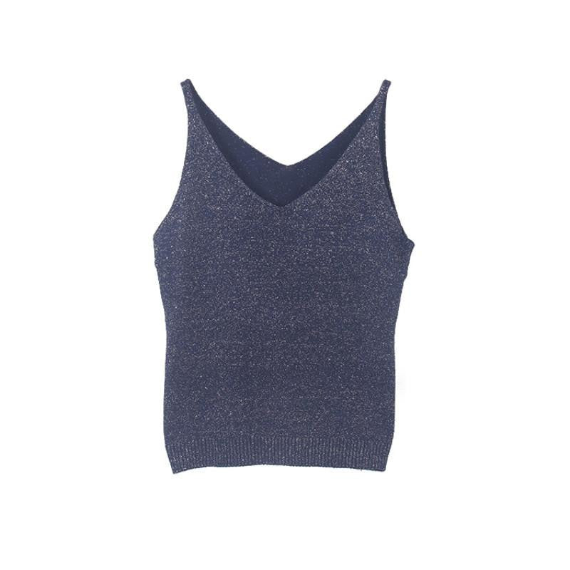 Women V Neck Sleeveless Tops Shirt Spaghetti Strap Short Tops H34