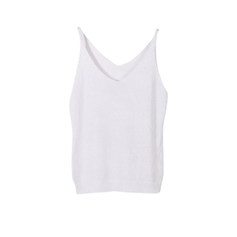 Women V Neck Sleeveless Tops Shirt Spaghetti Strap Short Tops H34