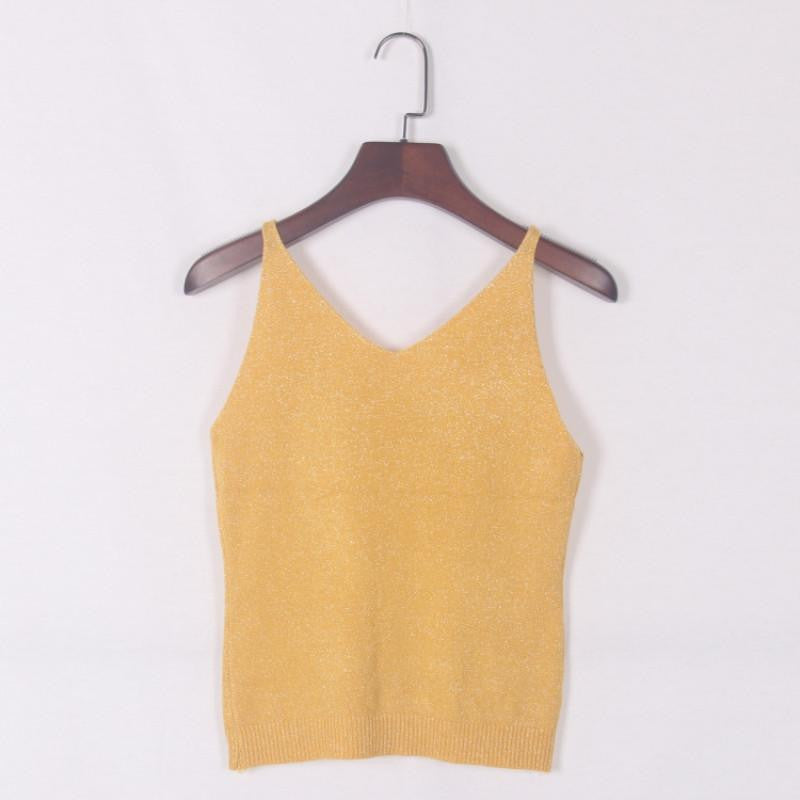 Women V Neck Sleeveless Tops Shirt Spaghetti Strap Short Tops H34