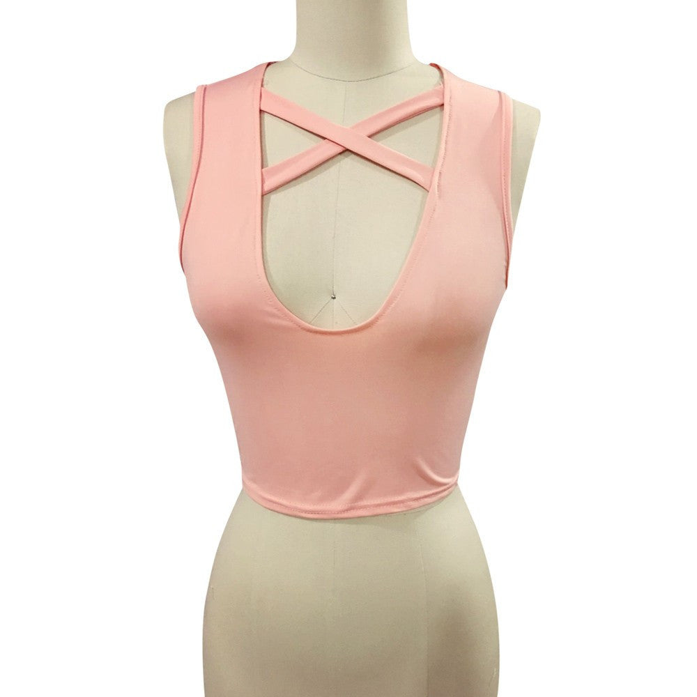 Online discount shop Australia - Fashion Sexy Tank Tops Women  Vest Bustier Bra Vest Crop Tops Shirt  Sleeveless Casual T-Shirt Female