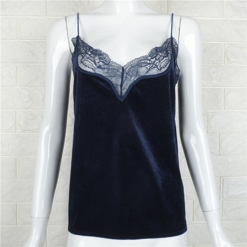 Online discount shop Australia - Lace Velour Silk Bralette Top Sexy V Neck Camisole Tank Top Fitness Vest Women Short Bustier Crop Top Shirt