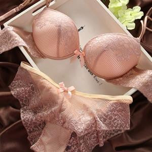 Women Lace Bra Set Cotton Embroidery Underwear Push Up Bra and Briefs