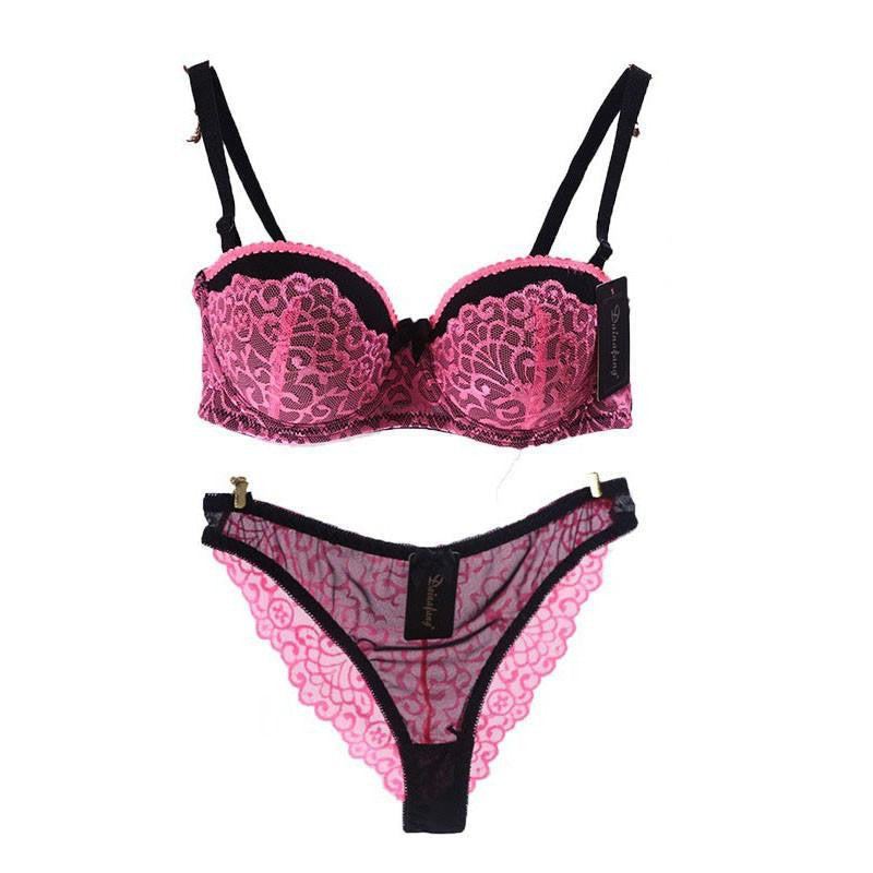 Bra Set Push Up Lace Deep V ABC Cup Women's Underwear Sets Lingerie Set For Girls