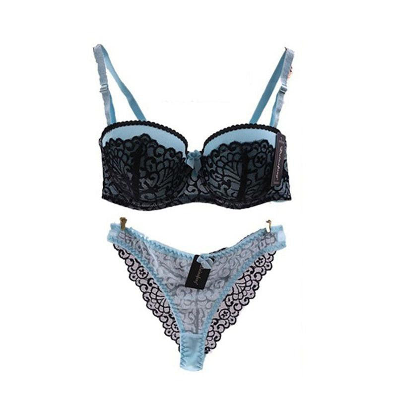 Bra Set Push Up Lace Deep V ABC Cup Women's Underwear Sets Lingerie Set For Girls
